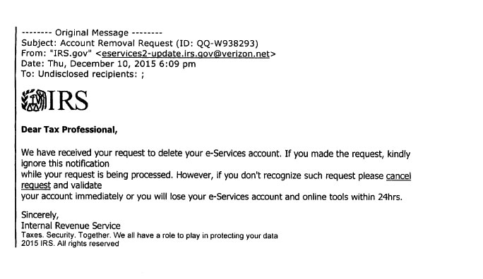 IRS scam email